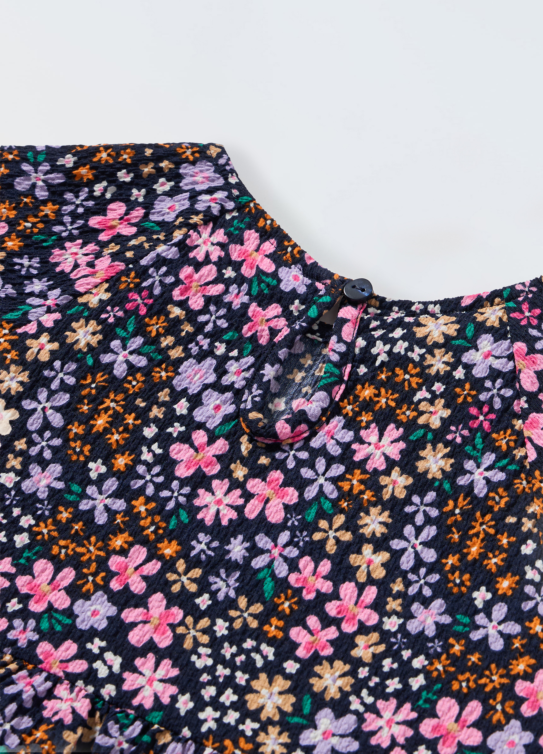 Blukids, Vestito Floreale A Balze Bambina, Blu Scuro, Taglia: 7-8-image