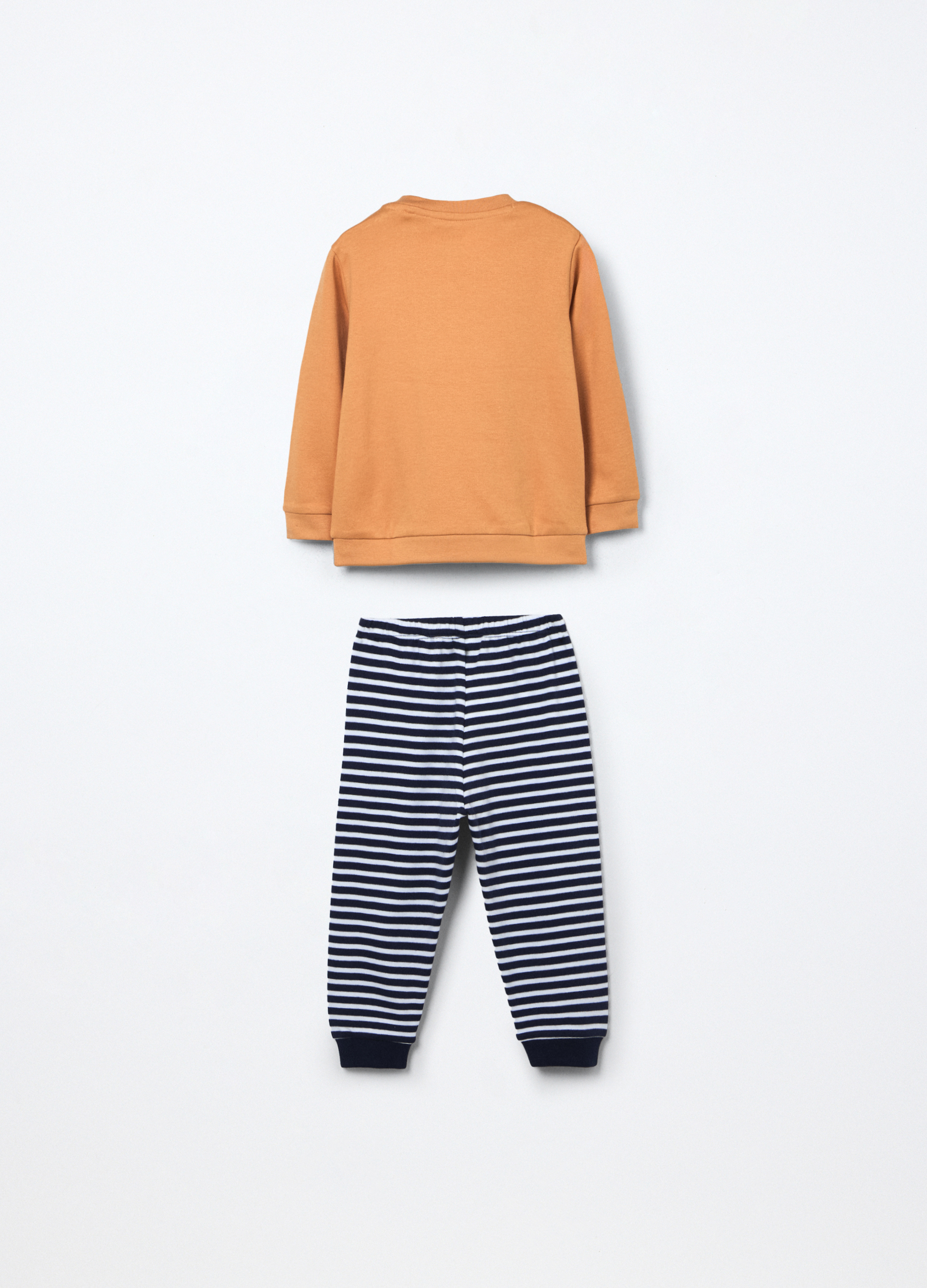 Blukids, Set Pigiama In Interlock Di Puro Cotone Neonato, Marrone Chiaro, Taglia: 12-18