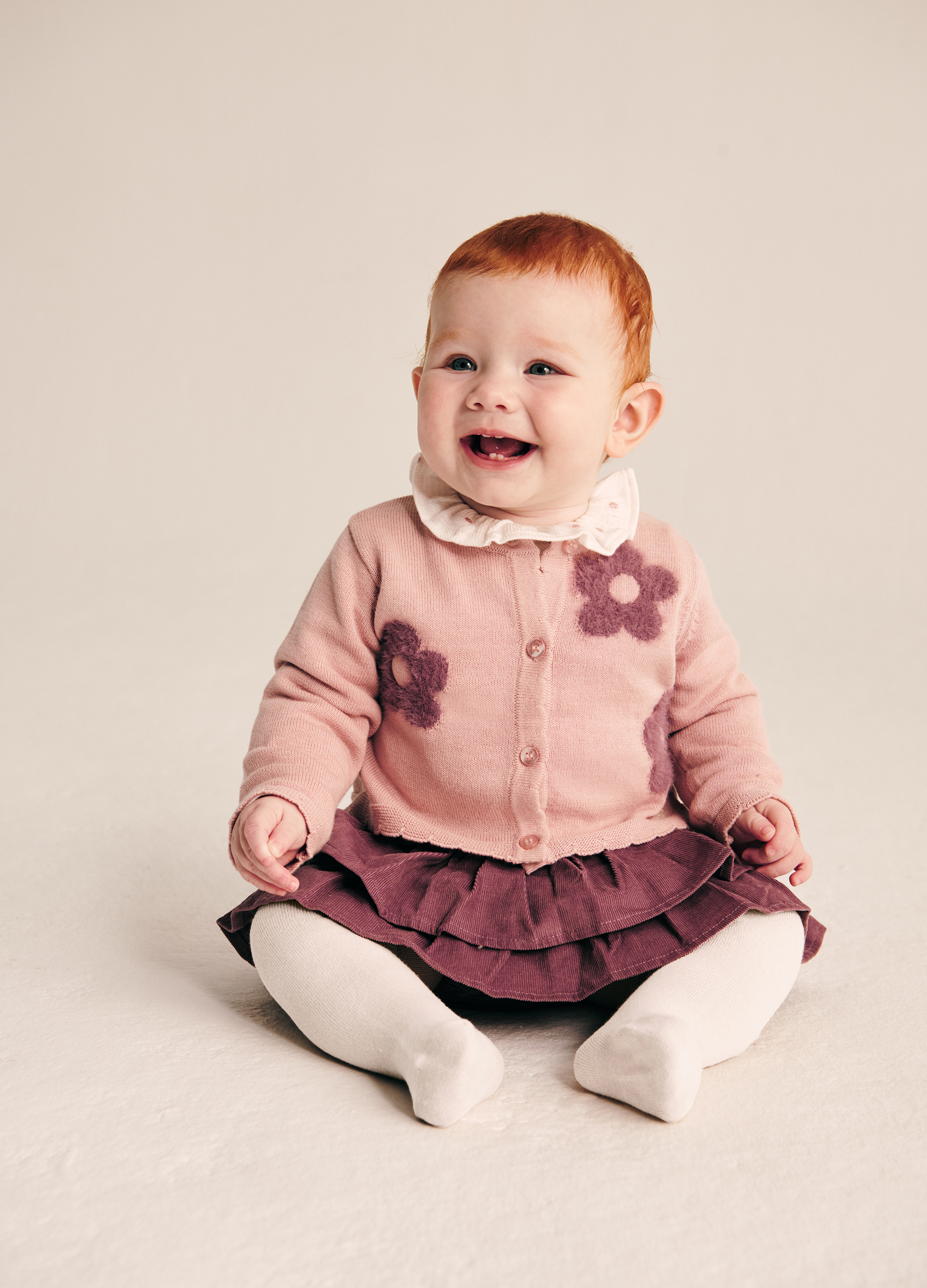 Blukids, Cardigan Rosa Con Fiori In Cotone, Neonata, Rosa chiaro, Taglia: 12
