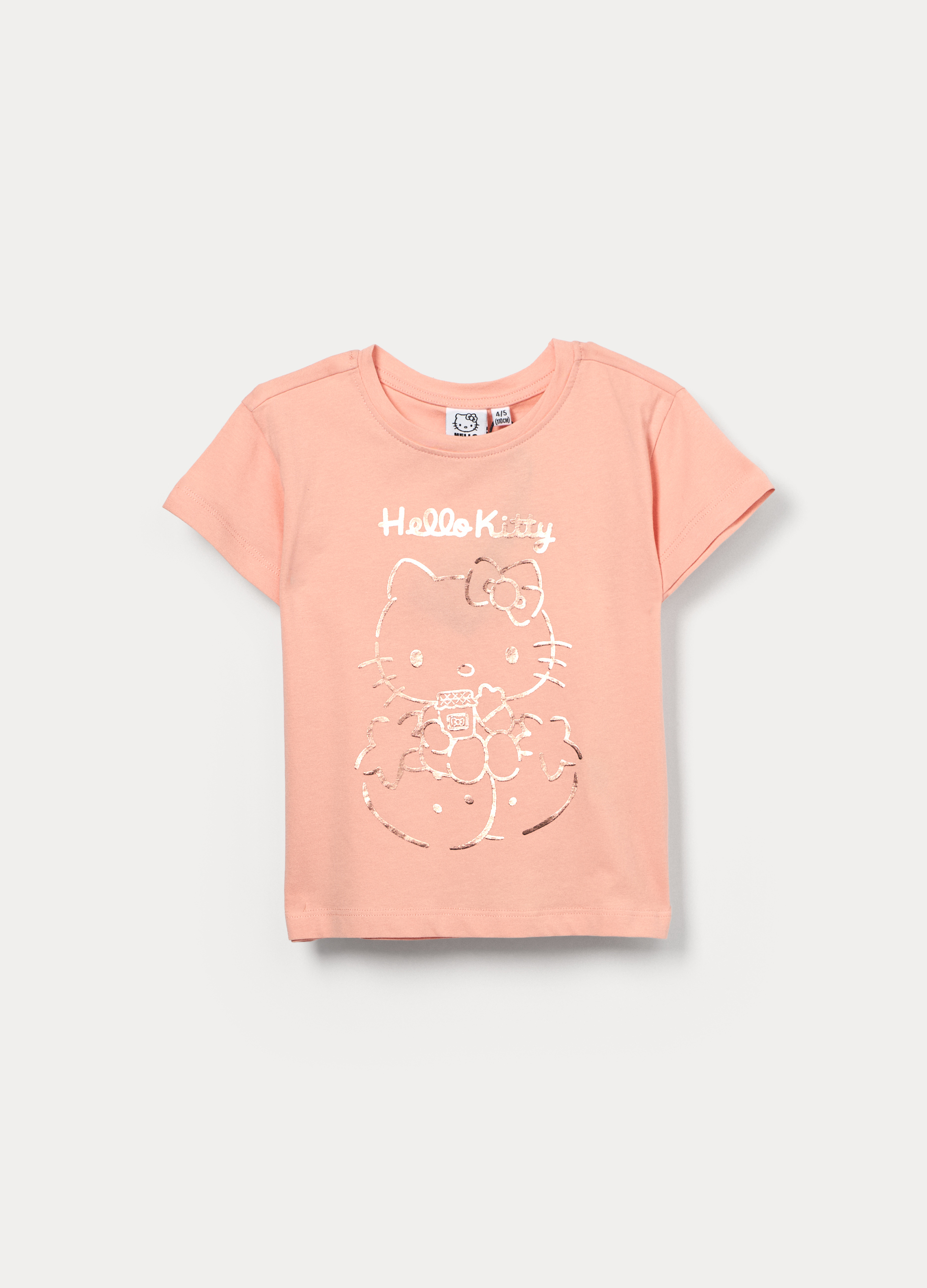 Blukids, T-shirt Hello Kitty In Jersey Di Cotone Stretch Bambina, Rosa pastello, Taglia: 3-4