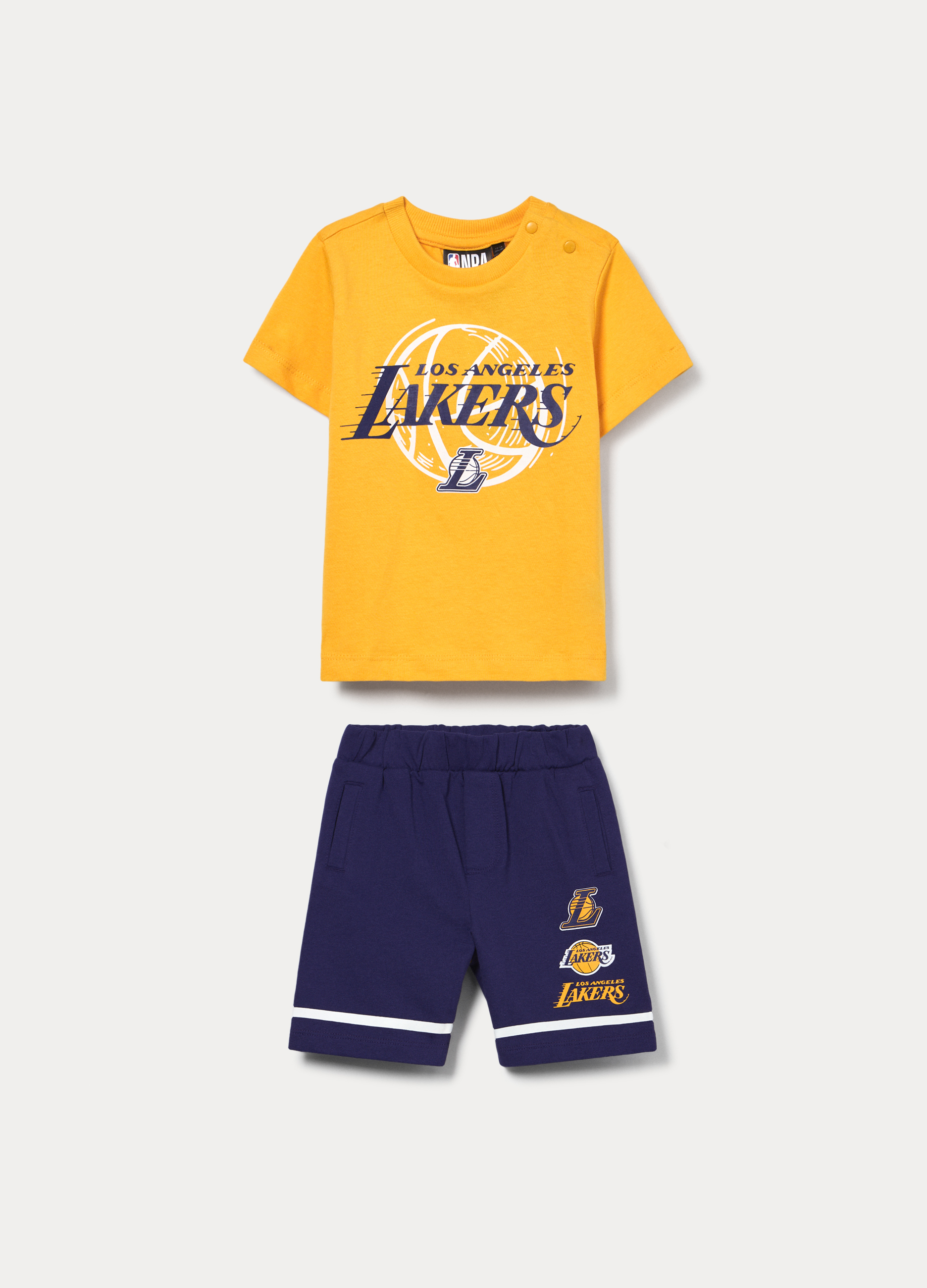 NBA, Jogging Set Nba In Jersey Di Puro Cotone, Bambino, Giallo limone, Taglia: 24-30