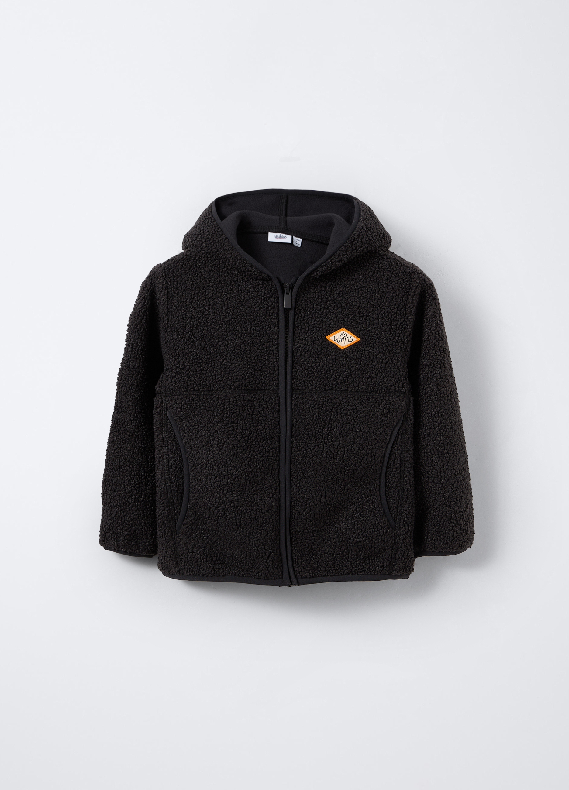 Blukids , Felpa Con Cappuccio In Sherpa Bambino, Grigio scuro, Taglia: 9-10