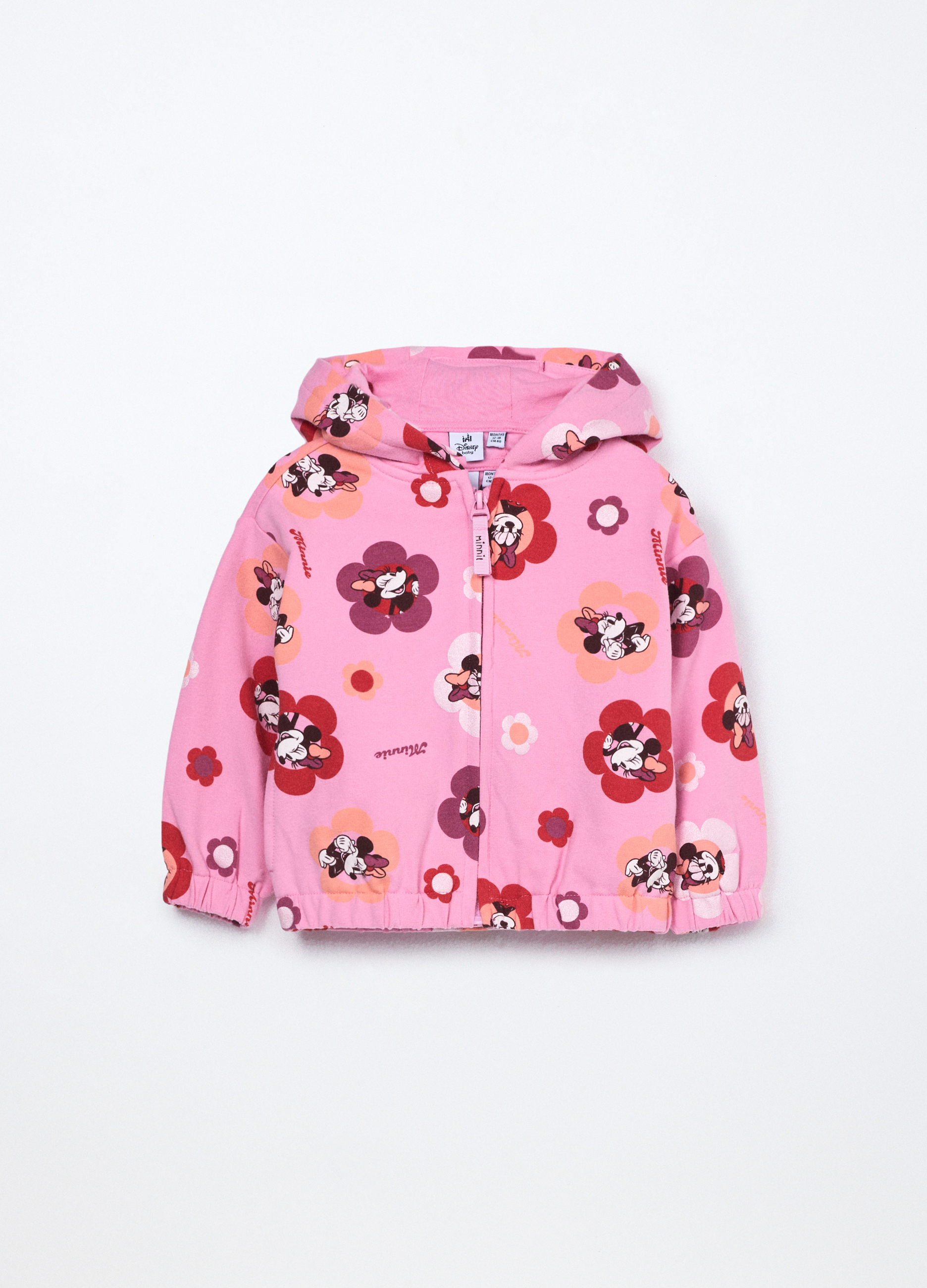 Blukids , Felpa Minnie Full Zip Con Cappuccio Neonata, Bambina, Rosa fuxia, Taglia: 9-12