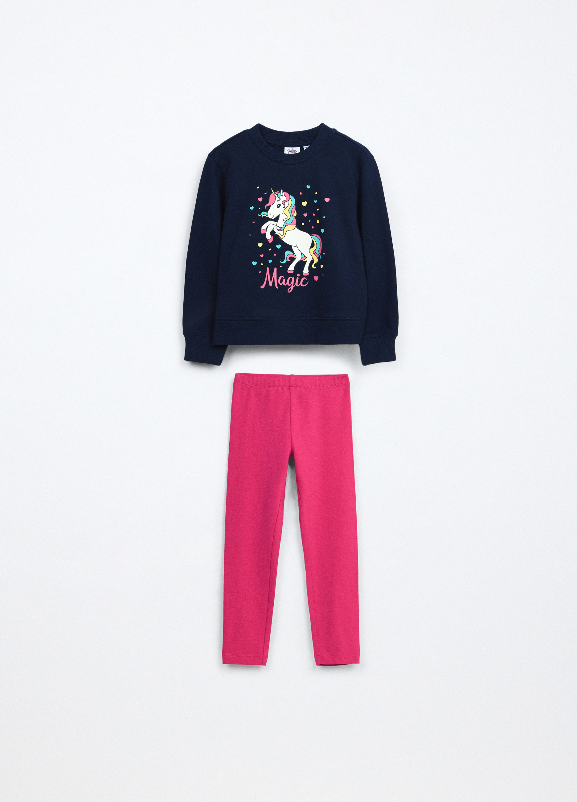 Blukids, Jogging Set In French Terry Di Cotone Stretch Bambina, Blu scuro, Taglia: 8-9