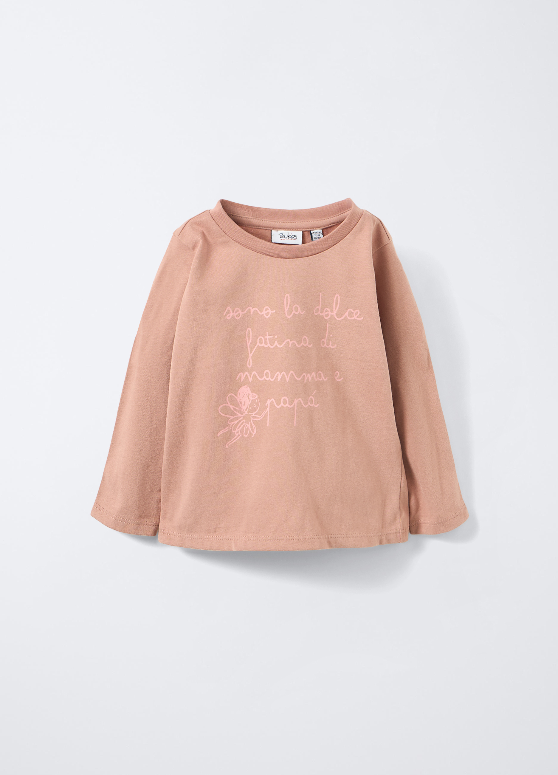 Blukids , T-shirt Girocollo In Jersey Di Puro Cotone Bimba, Bambina, Marrone chiaro, Taglia: 30-36