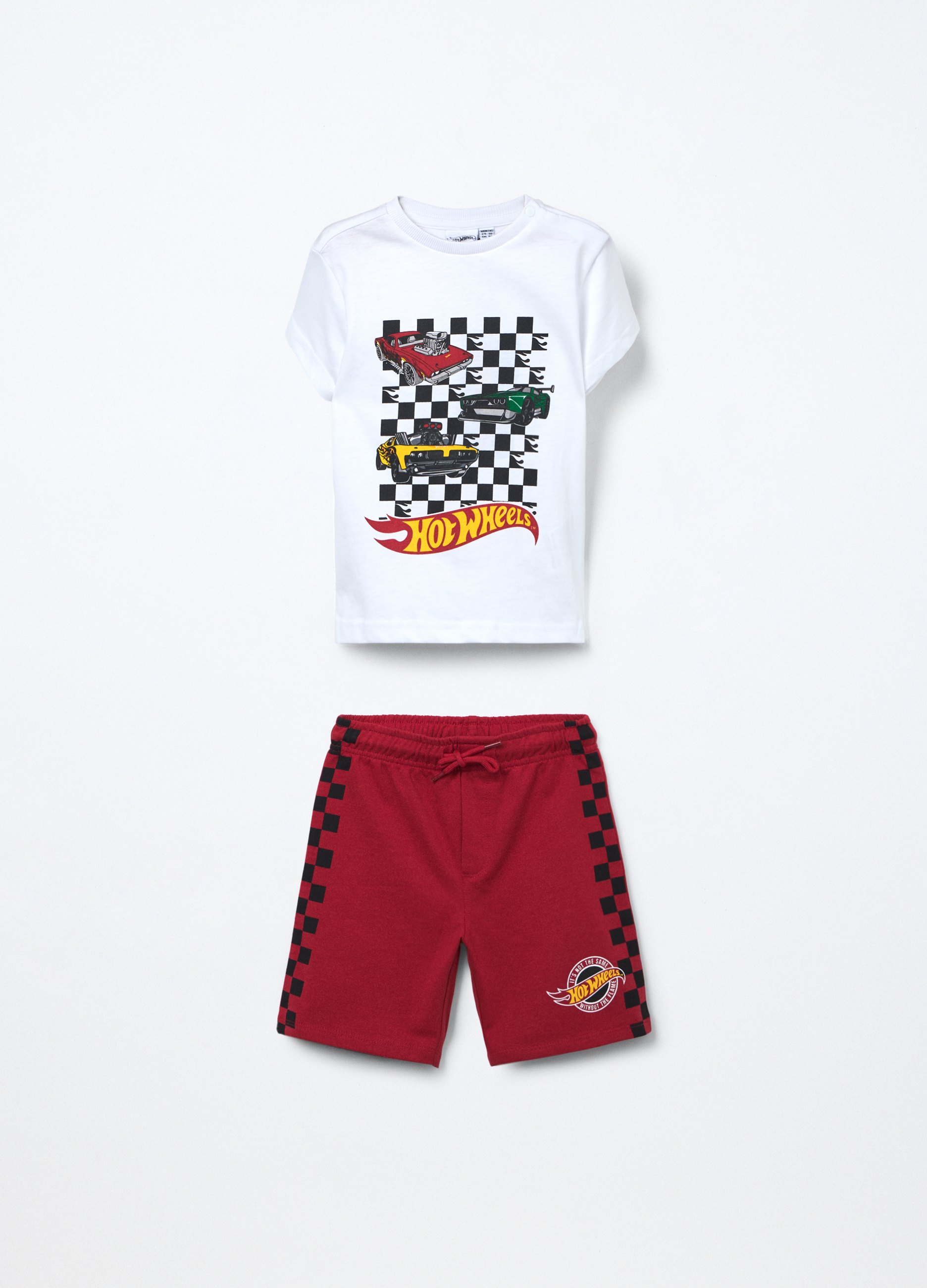 Blukids, Jogging Set Hot Wheels In Jersey Di Puro Cotone Neonato, Bambino, Bianco, Taglia: 18-24