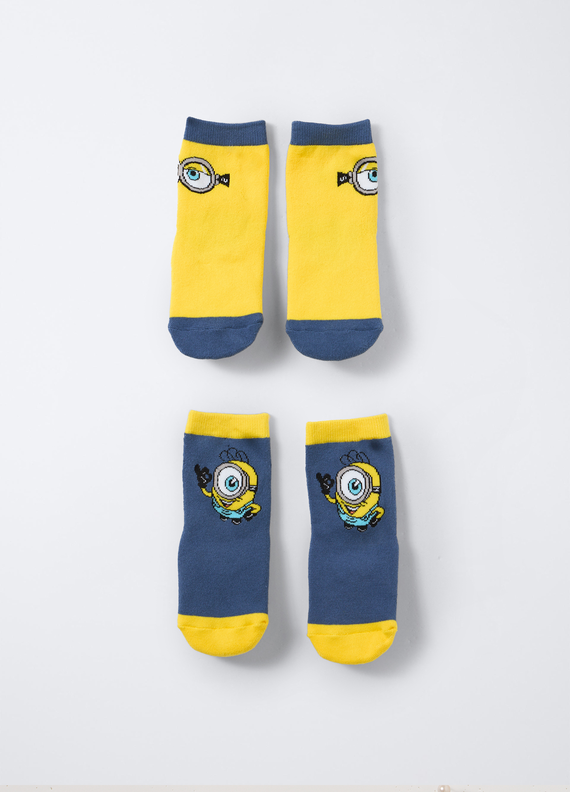 Blukids , Pack 2 Calze Minions In Spugna Bambino, Giallo banana, Taglia: 32/37