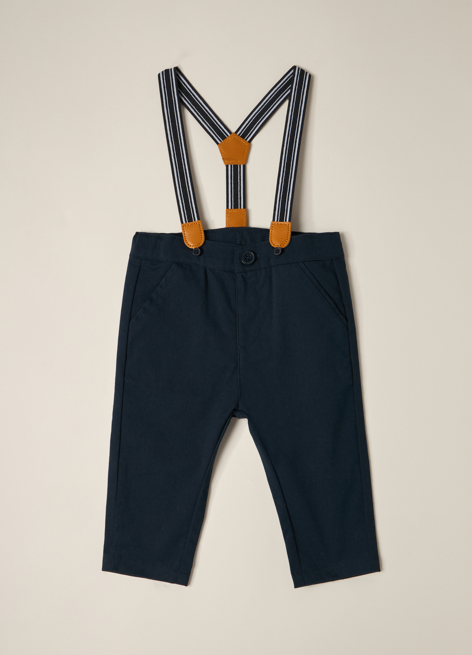 Image of Blukids, Pantaloni In Cotone Stretch Iana Neonato, Blu scuro, Taglia: 12