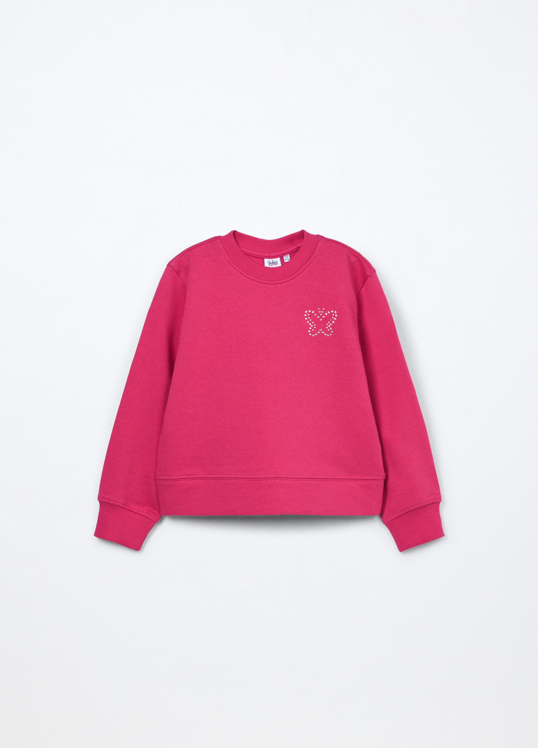 Blukids, Felpa In French Terry Di Puro Cotone Bambina, Rosa fuxia, Taglia: 5-6