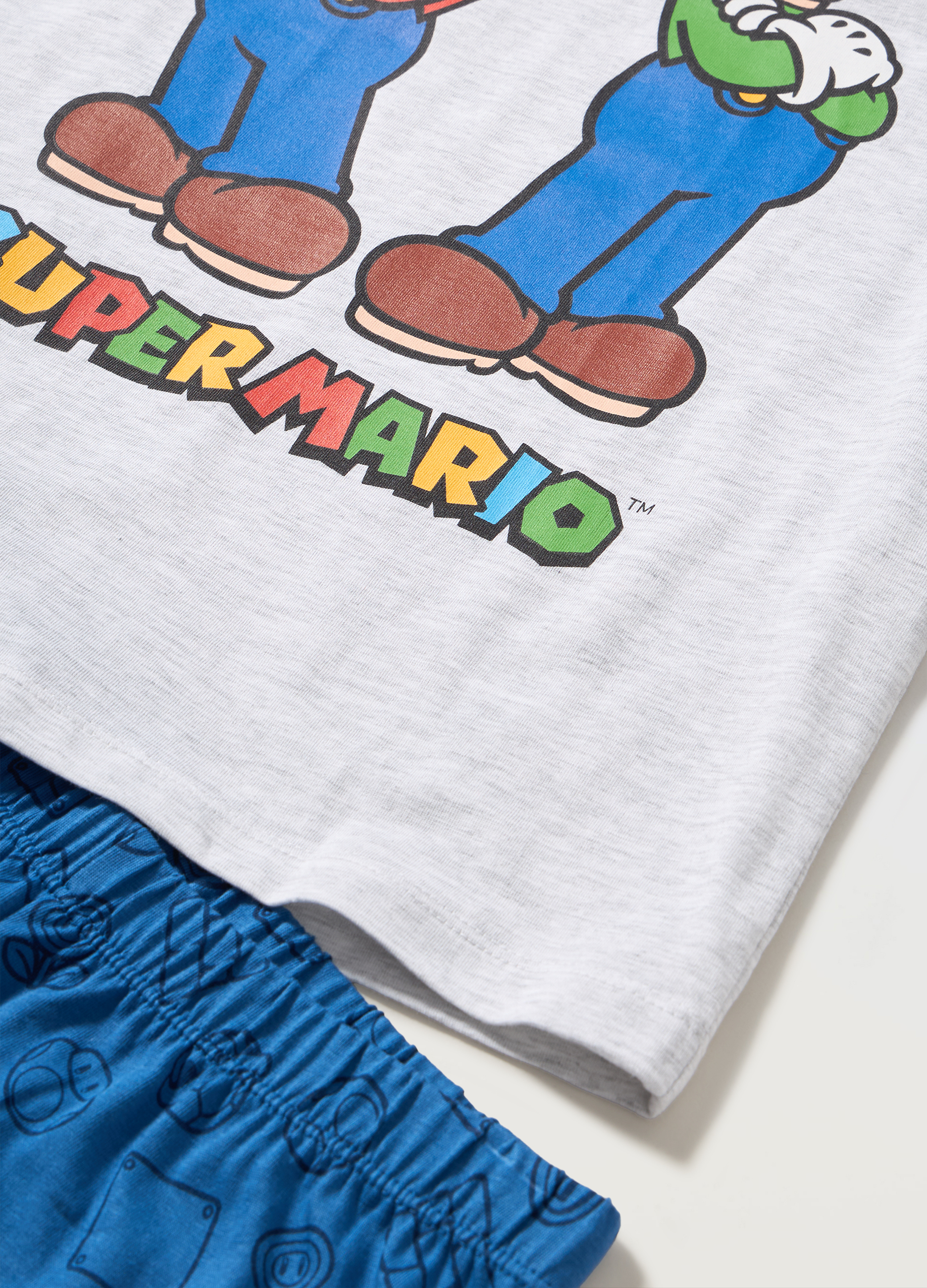 Blukids, Set Pigiama Lungo In Cotone Bambino, Grigio Chiaro Melange, Taglia: 5-6