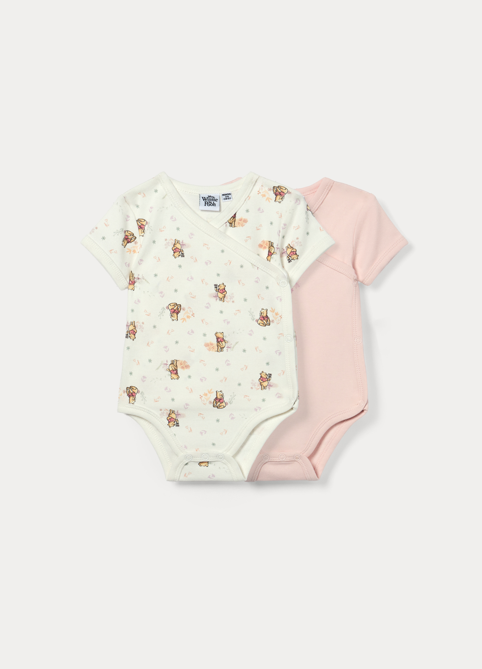 Disney , Pack 2 Body In Interlock Di Puro Cotone Neonata, Rosa chiaro, Taglia: 1-3