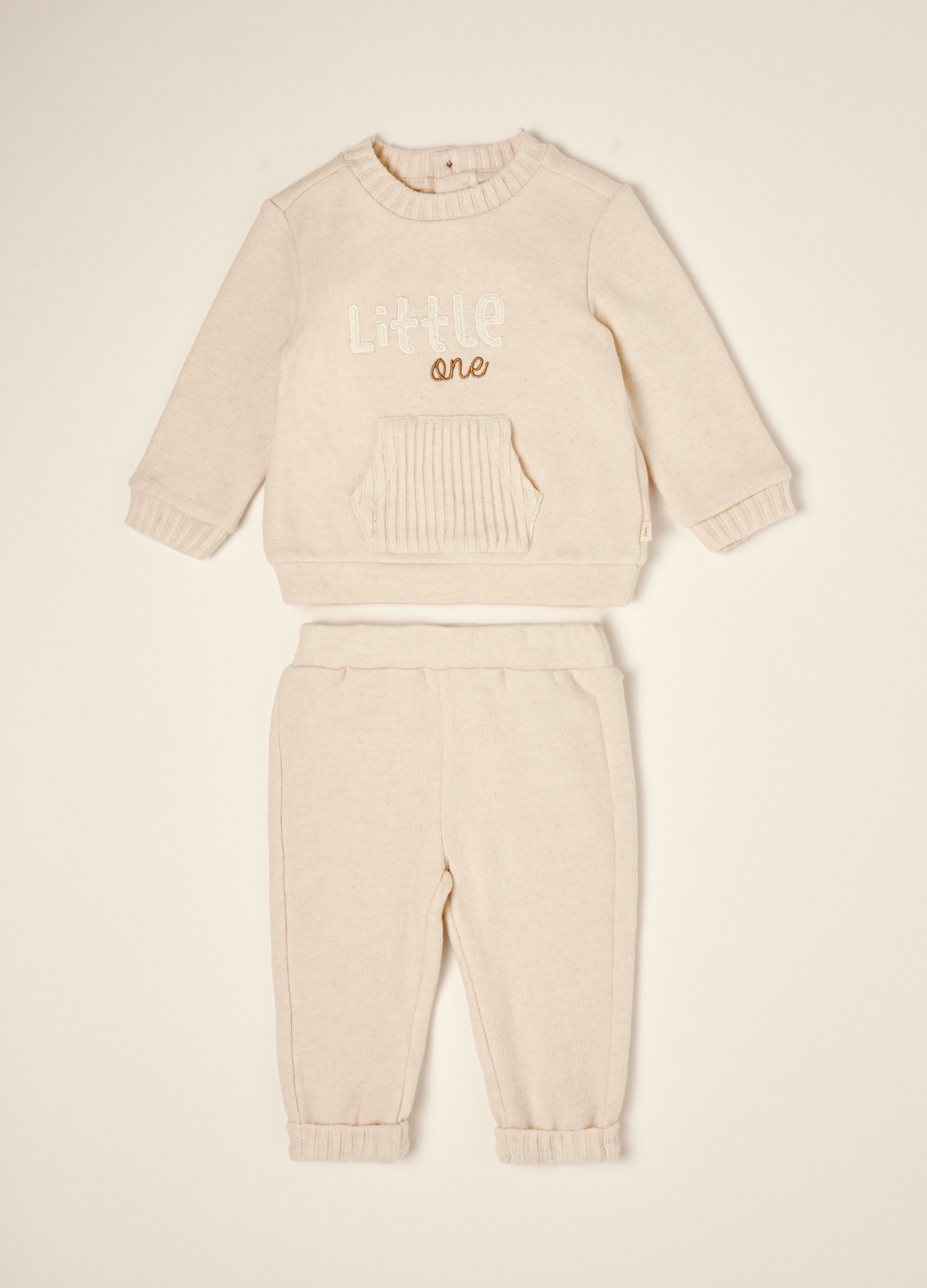 Blukids , Completo Beige In Cotone E Viscosa Elasticizzato, Neonato, Beige, Taglia: 18
