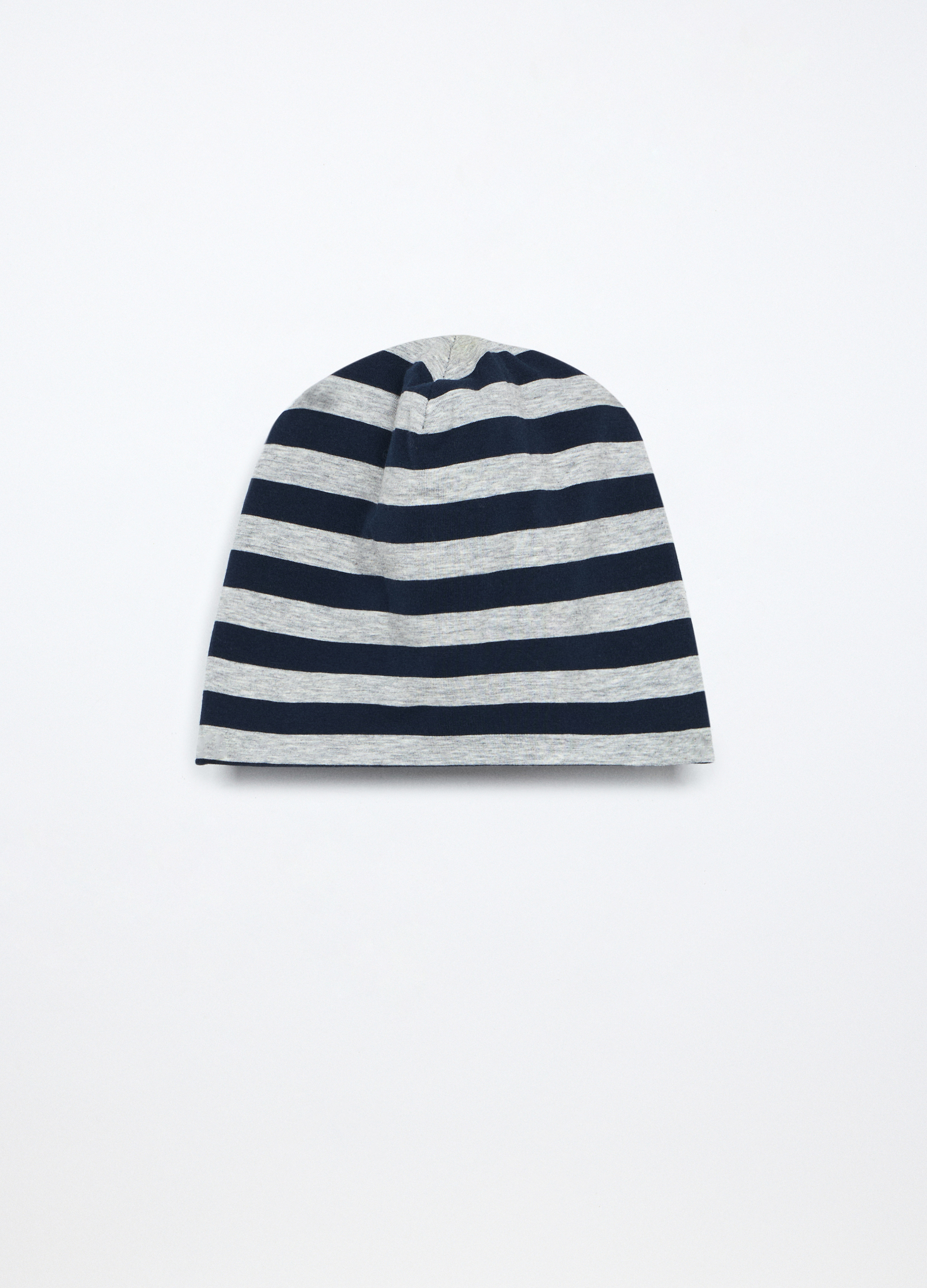 Image of Blukids, Berretto In Cotone Stretch A Righe, Bambino, Grigio melange, Taglia: 50-52