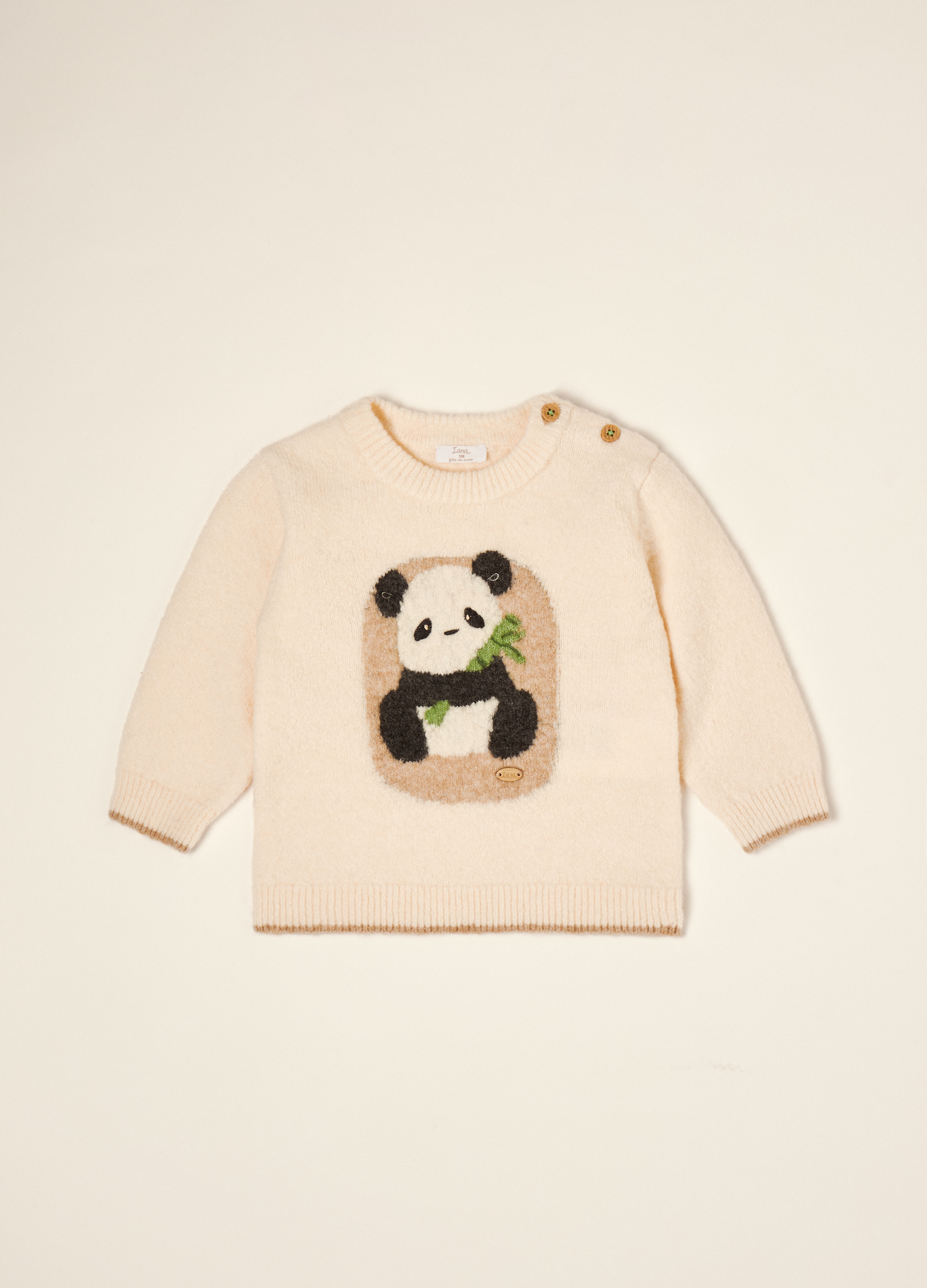 Blukids , Maglia Beige In Lana Elasticizzato Con Girocollo, Neonato, Beige, Taglia: 9