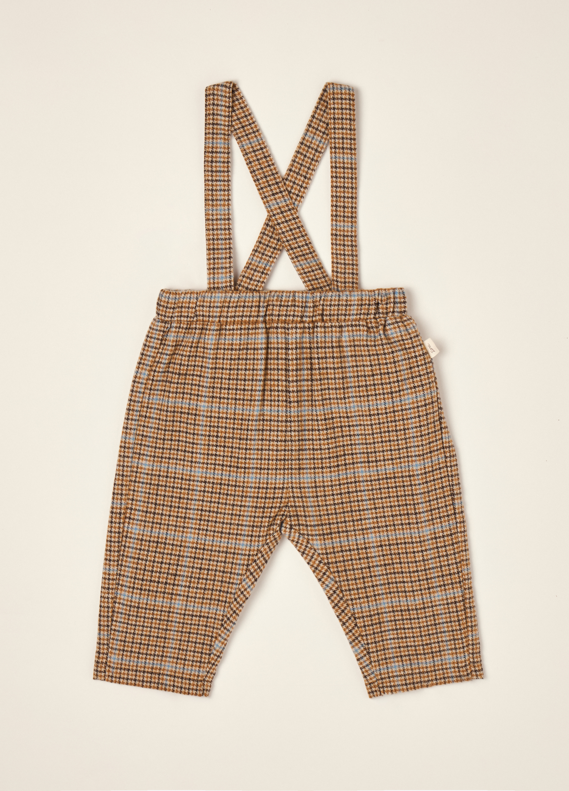 Blukids , Pantaloni Marroni In Misto Cotone Con Bretelle, Neonato, Beige, Taglia: 3